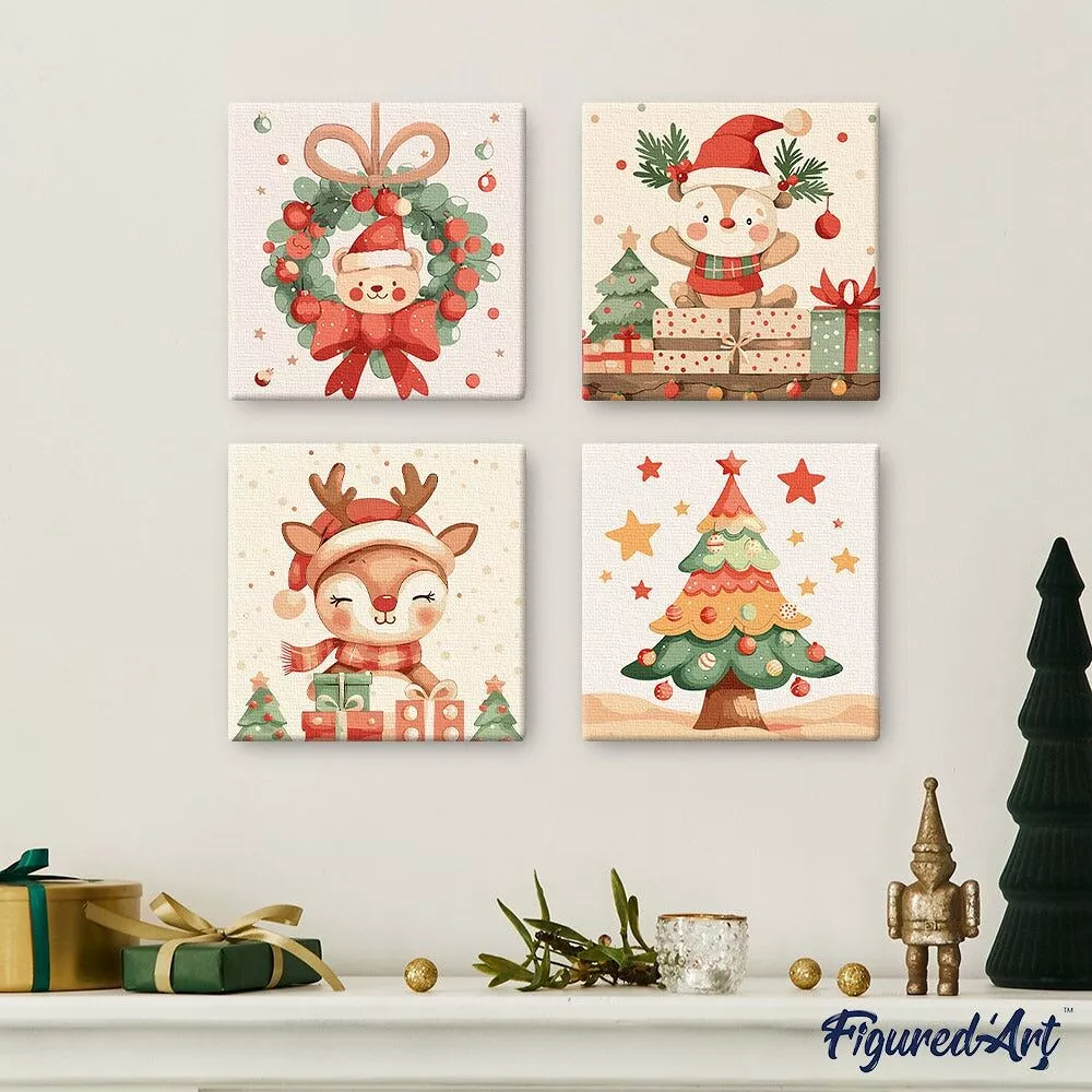 Peinture par numéro - Joli sapin de Noël (mini)
