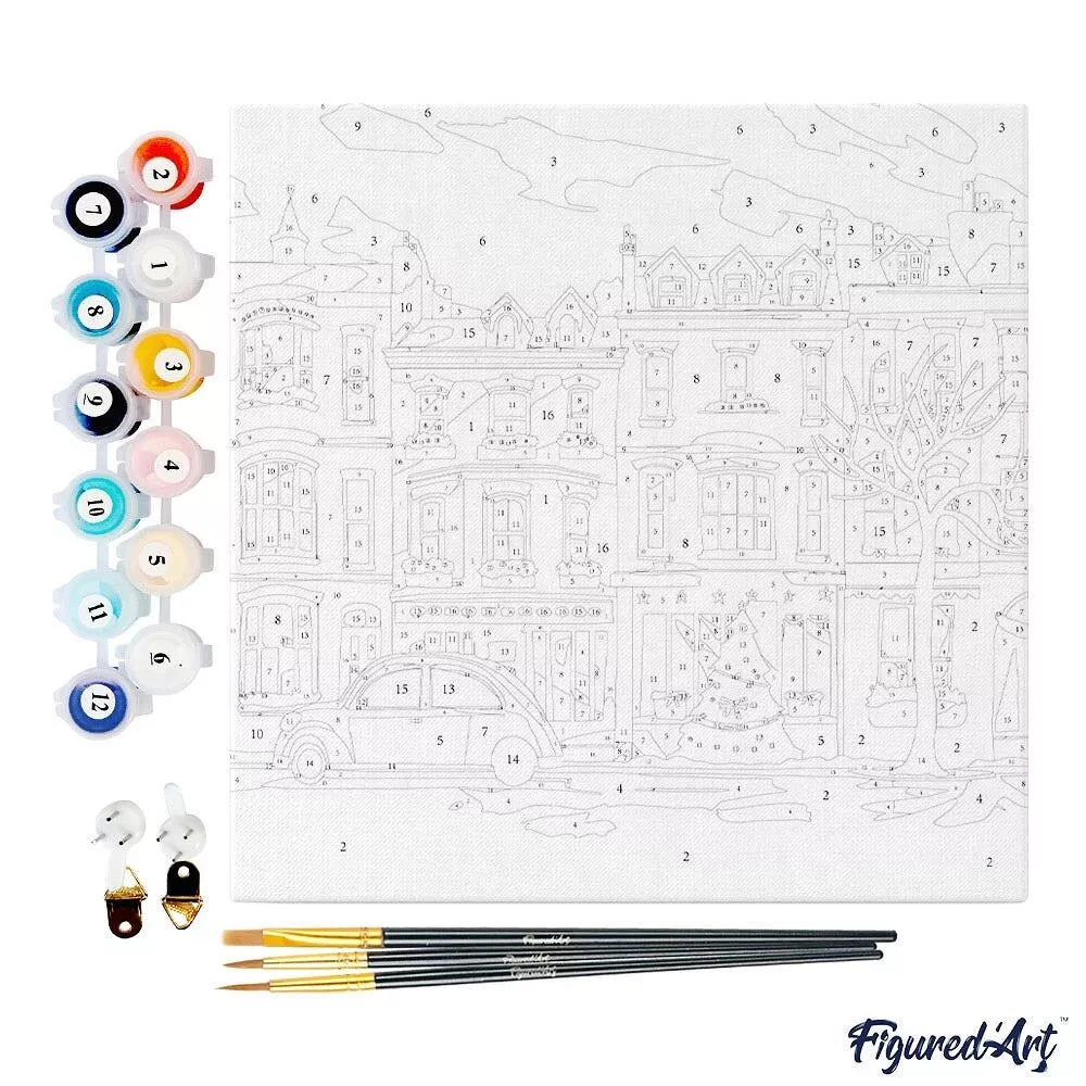 Peinture par numéro - Jolie rue de Noël colorée (mini)