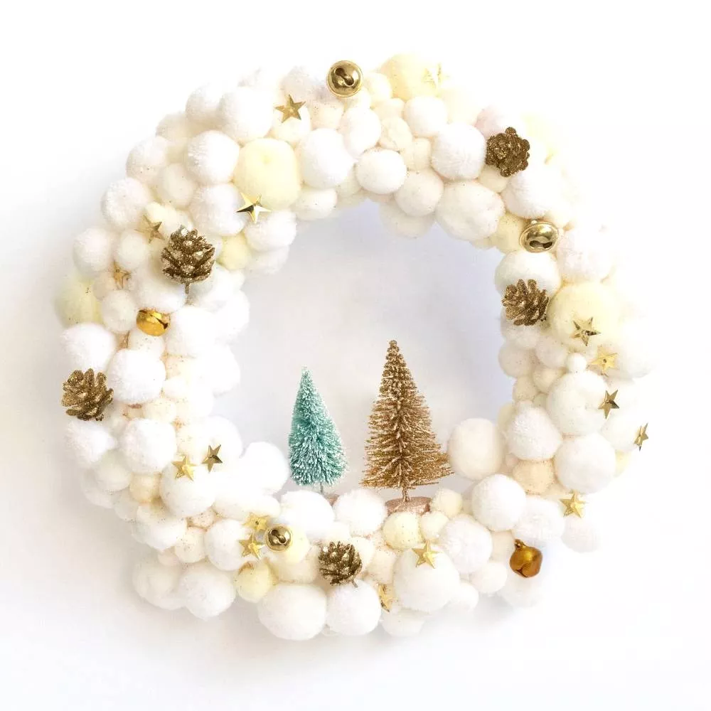 Kit couronne de Noël - Blanc et beige