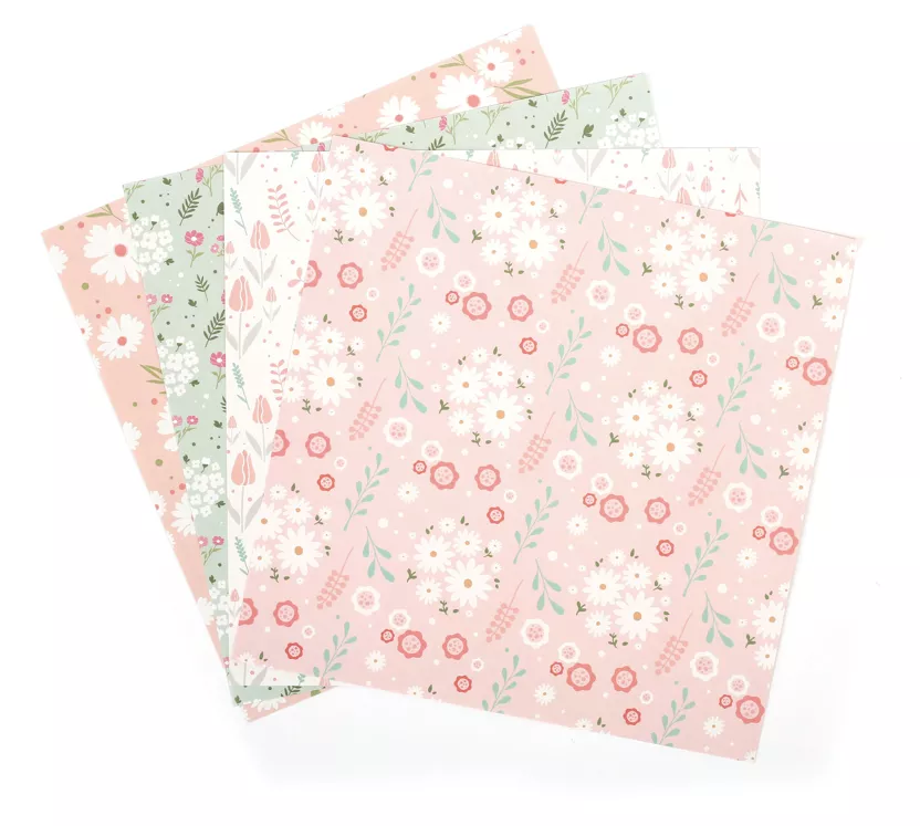 Pochette 40 feuilles Origami (20x20) - Fleuri Pastel 