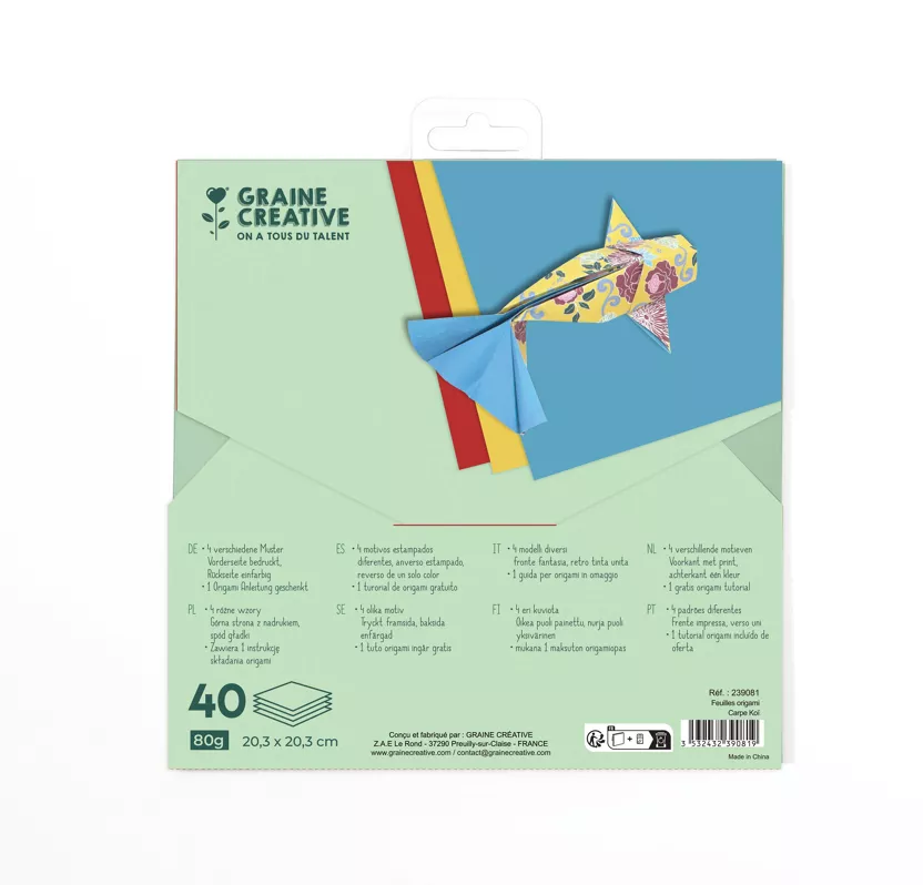 Pochette 40 feuilles Origami (20x20) - Carpe koï