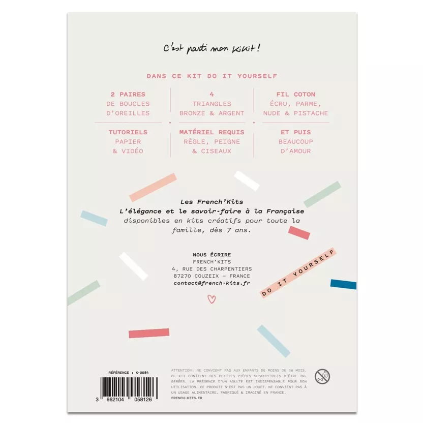 Kit Macramé - Boucles d'oreilles pomponnettes