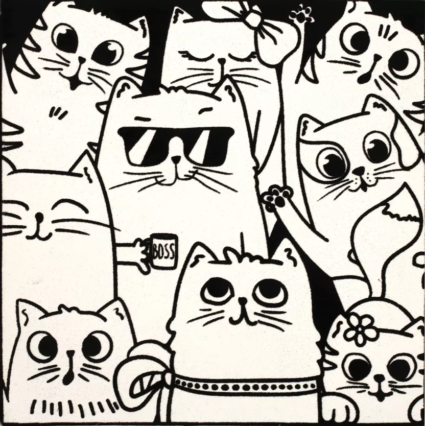 Cartes à colorier - Coloriage velours - Chats