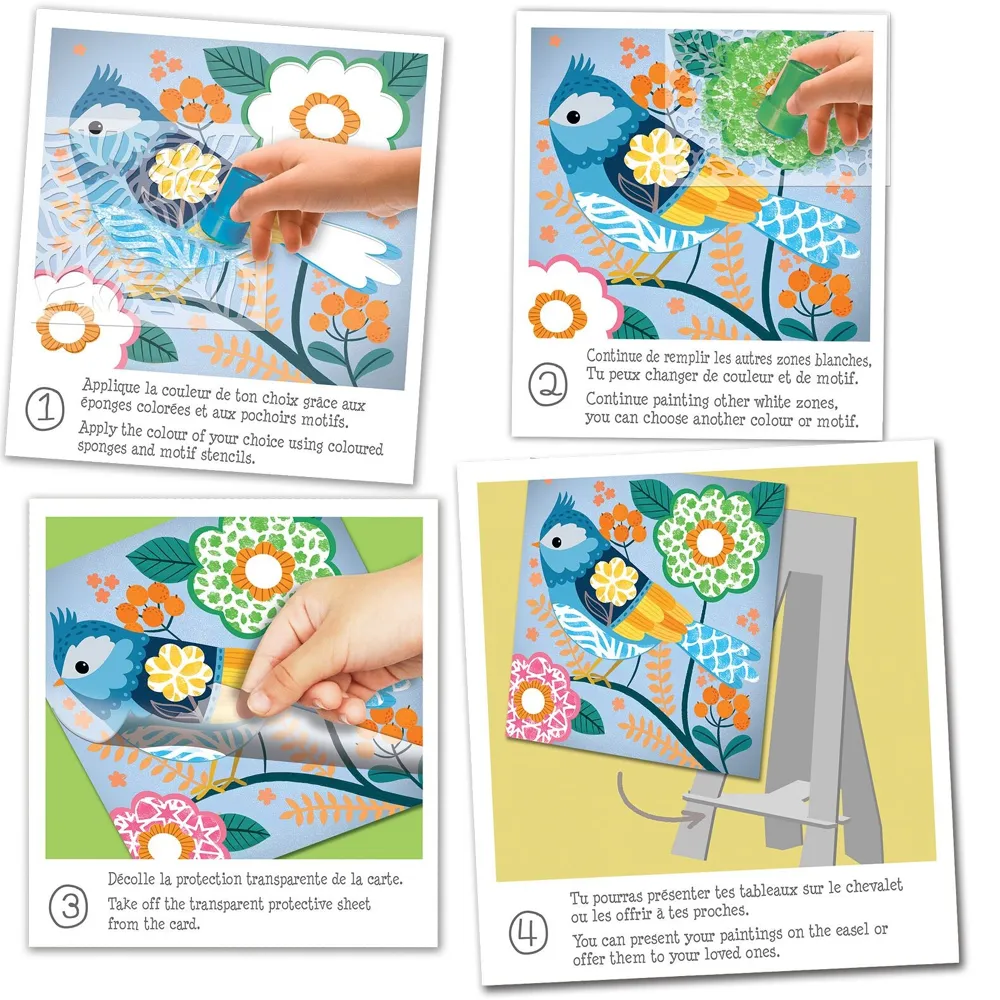 Kit Tableaux faciles - Pochoirs motifs - Couleurs de printemps