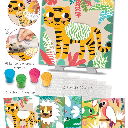 Kit Tableaux faciles - Pochoirs motifs - Couleurs de la jungle
