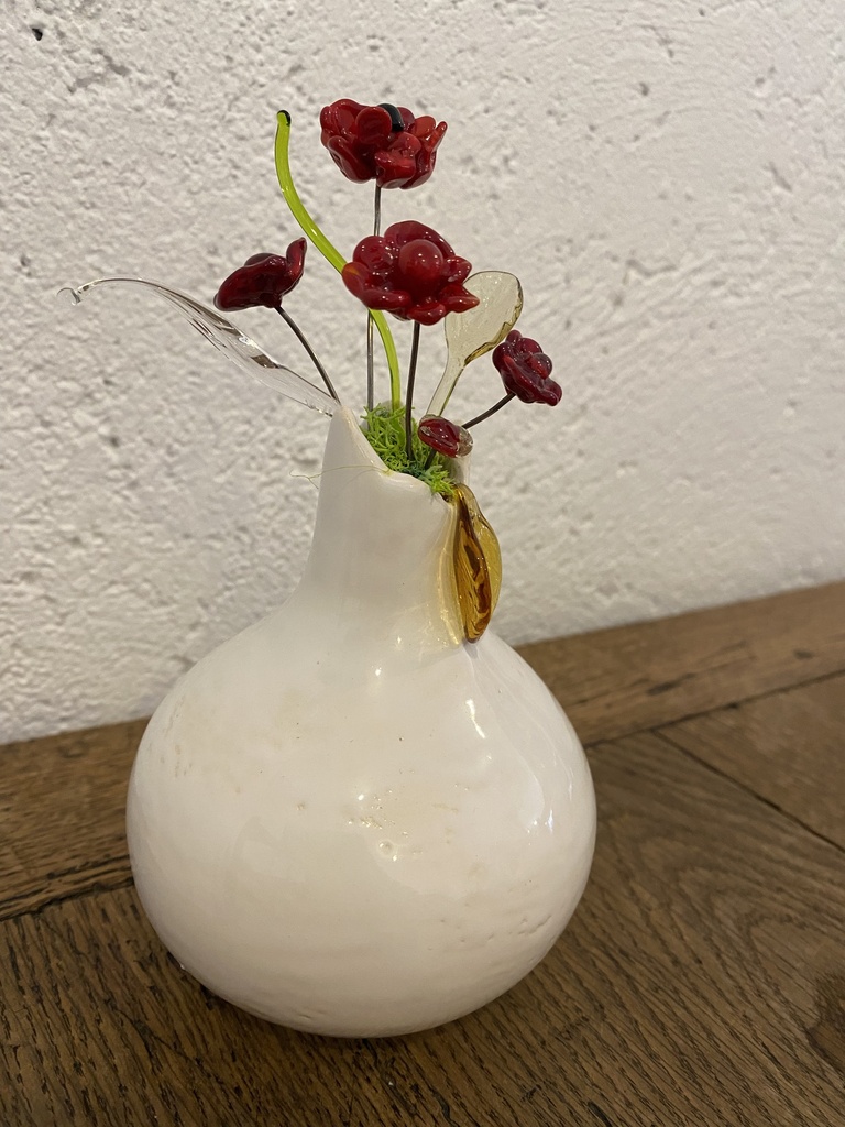 Vase fleurs en verre de Murano - Coquelicots