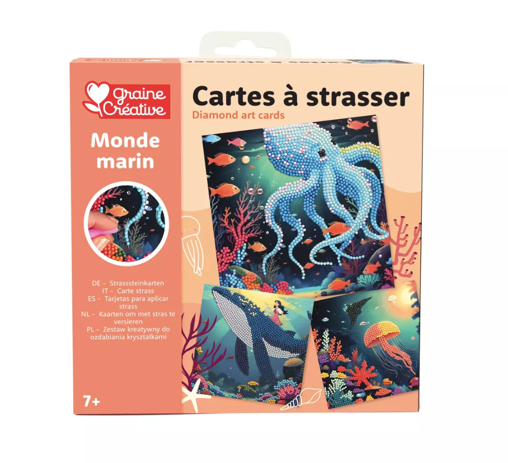 Cartes à strasser - Monde marin