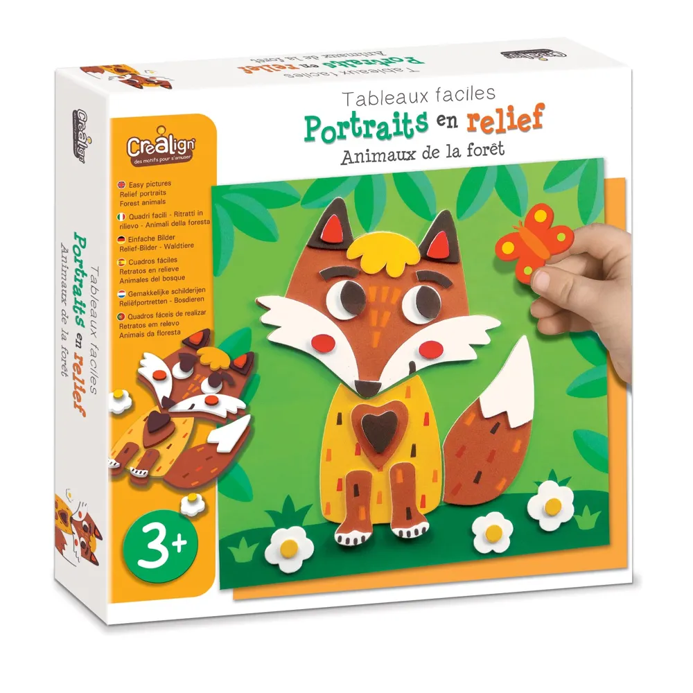 Kit Tableaux faciles - Portraits en relief - Animaux de la forêt
