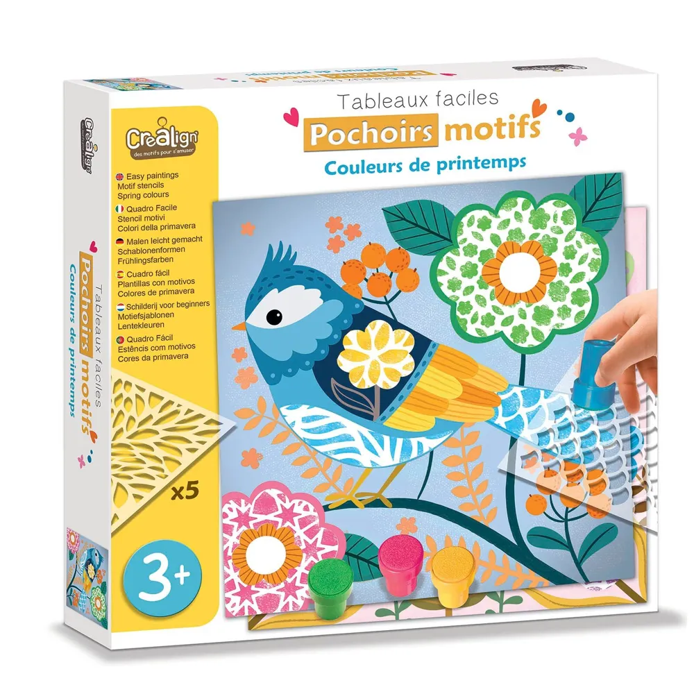 Kit Tableaux faciles - Pochoirs motifs - Couleurs de printemps