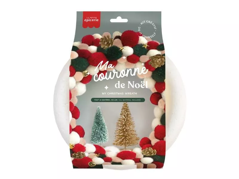 Kit couronne de Noël - Vert et rouge 