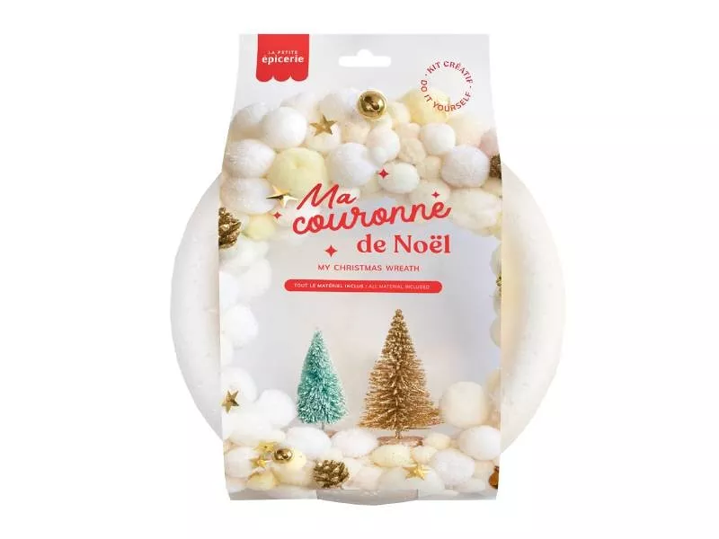 Kit couronne de Noël - Blanc et beige