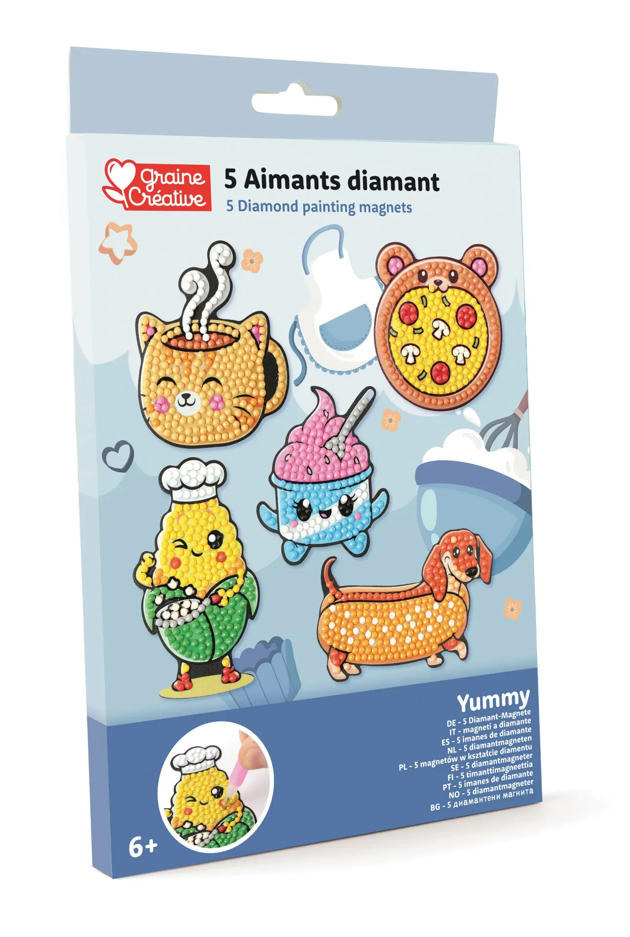 Diamond painting - 5 magnets - Yummy