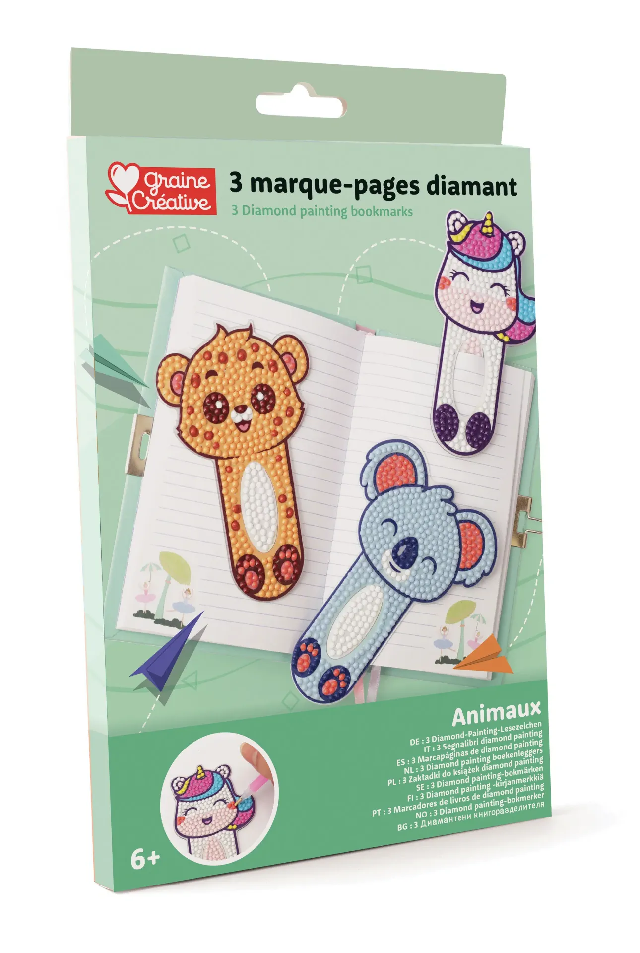 Diamond painting - 3 marque-pages - Animaux