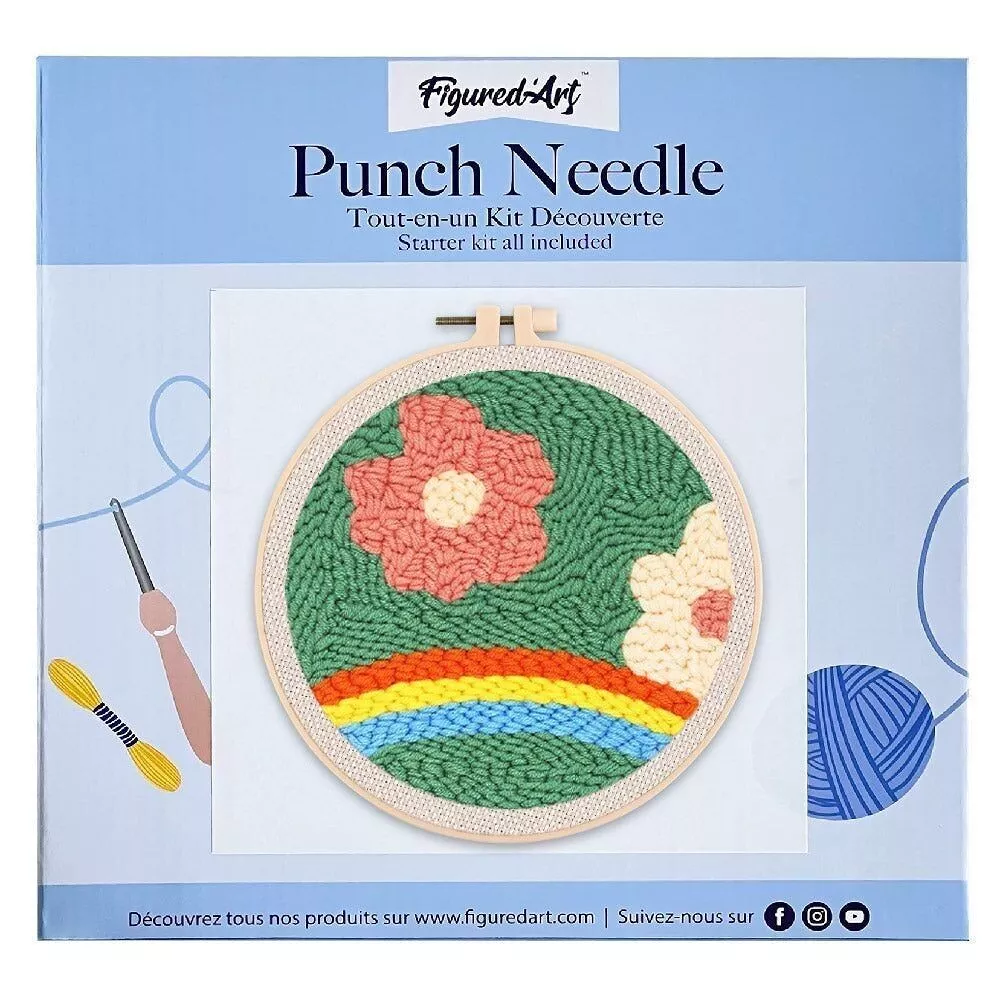 Kit Punch Needle - Fleurs et Arc-en-ciel