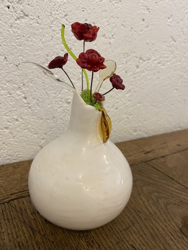 Vase fleurs en verre de Murano - Coquelicots
