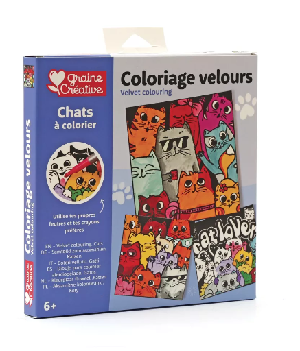 Cartes à colorier - Coloriage velours - Chats