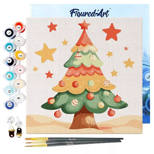 Peinture par numéro - Joli sapin de Noël (mini)