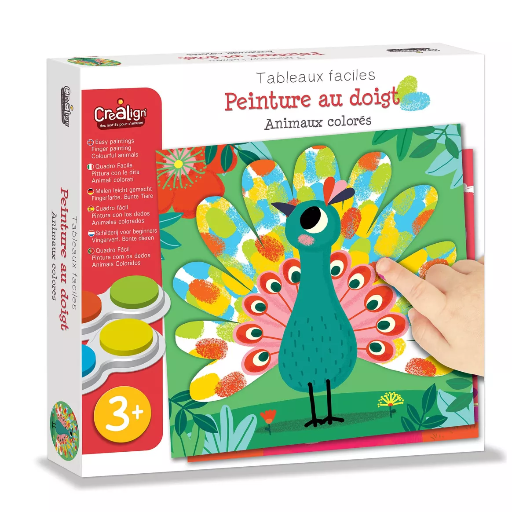 Kit Tableaux faciles - Peinture au doigt - Animaux colorés